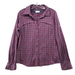 Columbia Womens Size L Omnishade UPF 30 Vented Plaid Button Down Shirt Outdoors